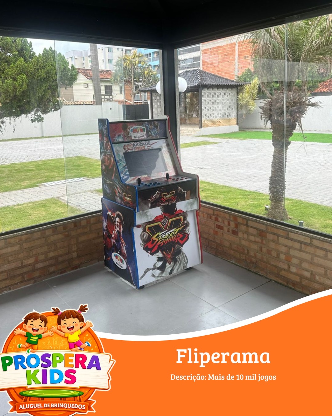 Fliperama da Próspera Kids disponível para aluguel