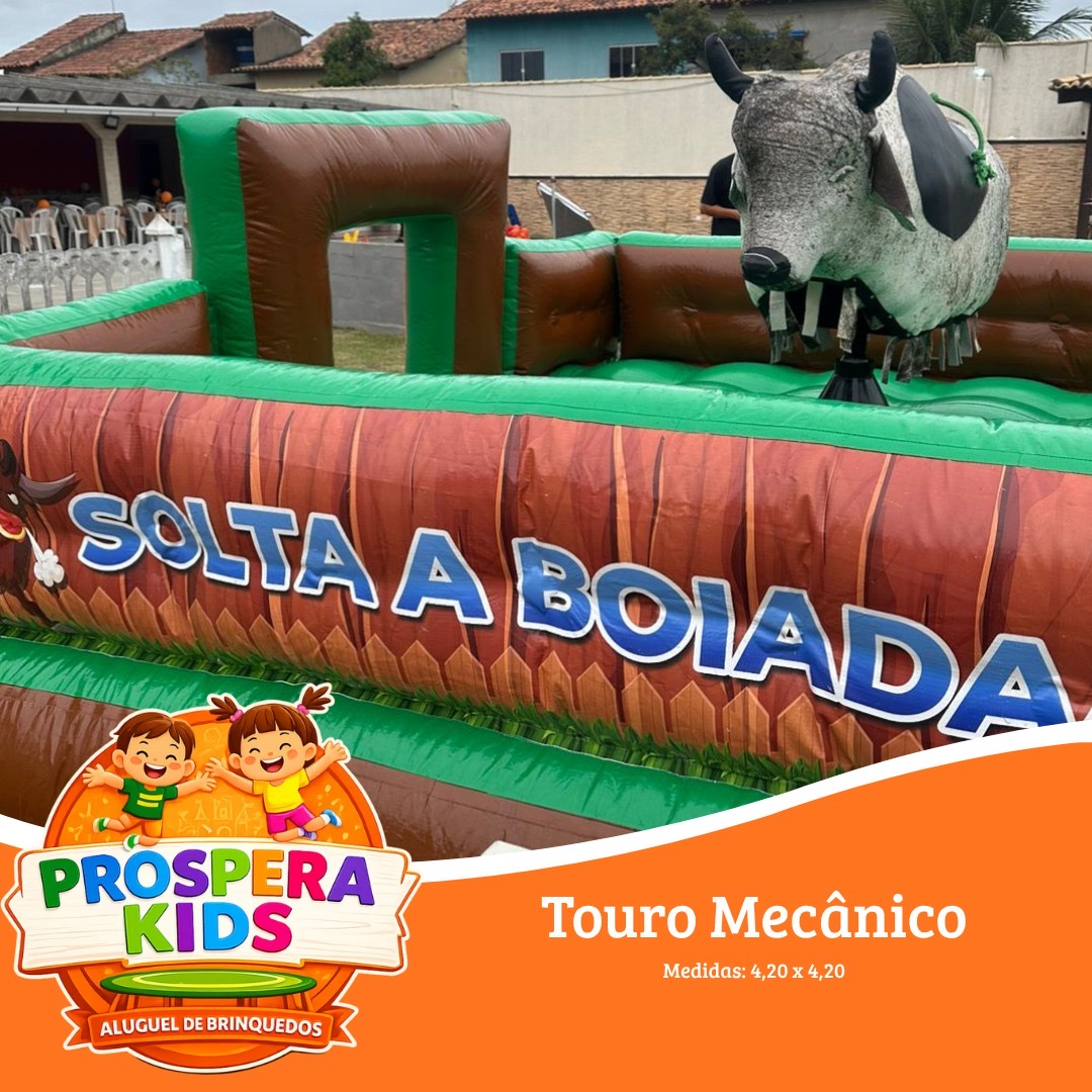 Touro mecânico da Próspera Kids disponível para aluguel